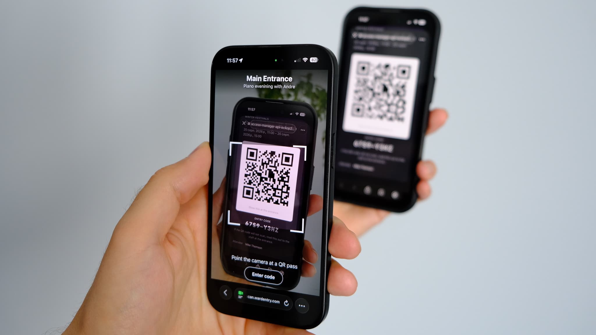 A QR code pass displayed on a phone screen